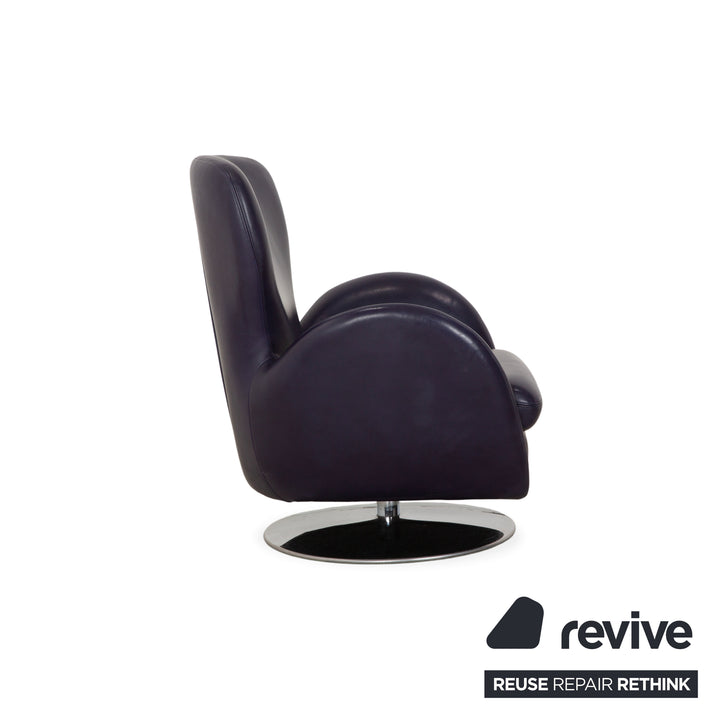 Fauteuil pivotant en cuir Koinor Interio violet aubergine