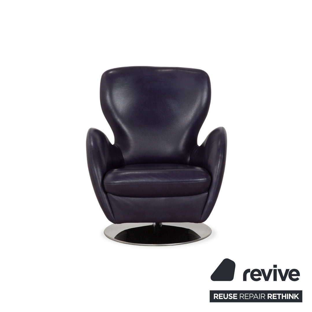 Fauteuil pivotant en cuir Koinor Interio violet aubergine