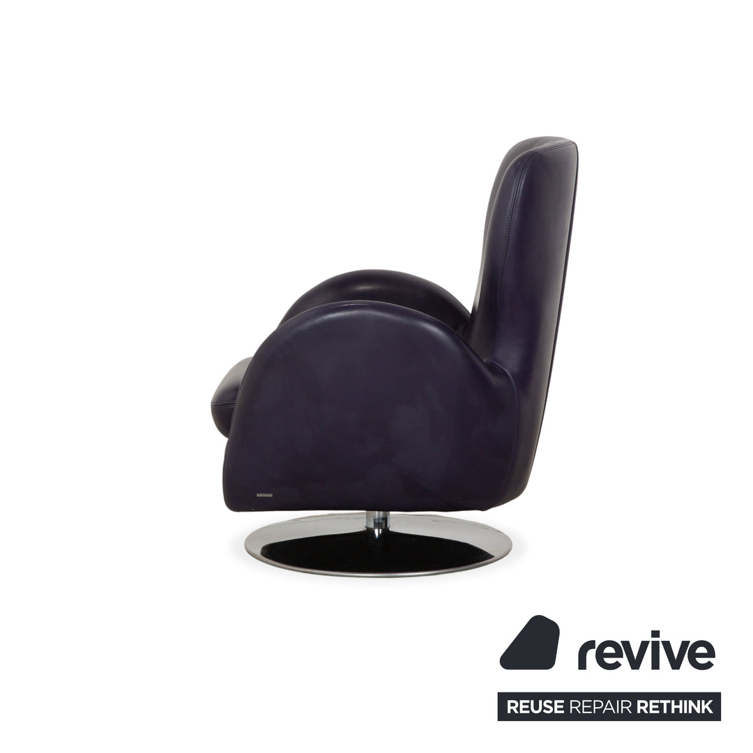 Fauteuil pivotant en cuir Koinor Interio violet aubergine