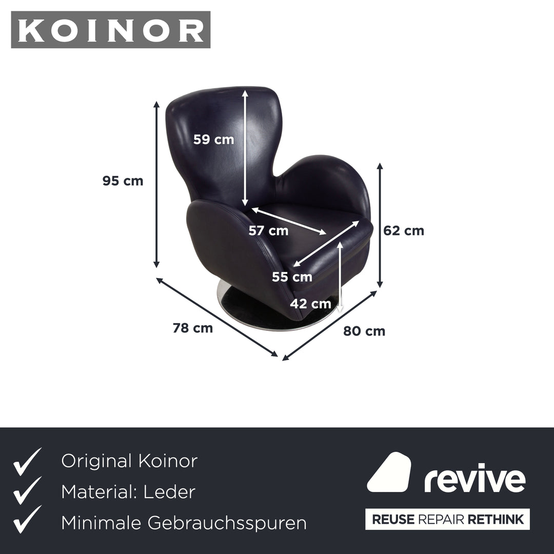 Fauteuil pivotant en cuir Koinor Interio violet aubergine