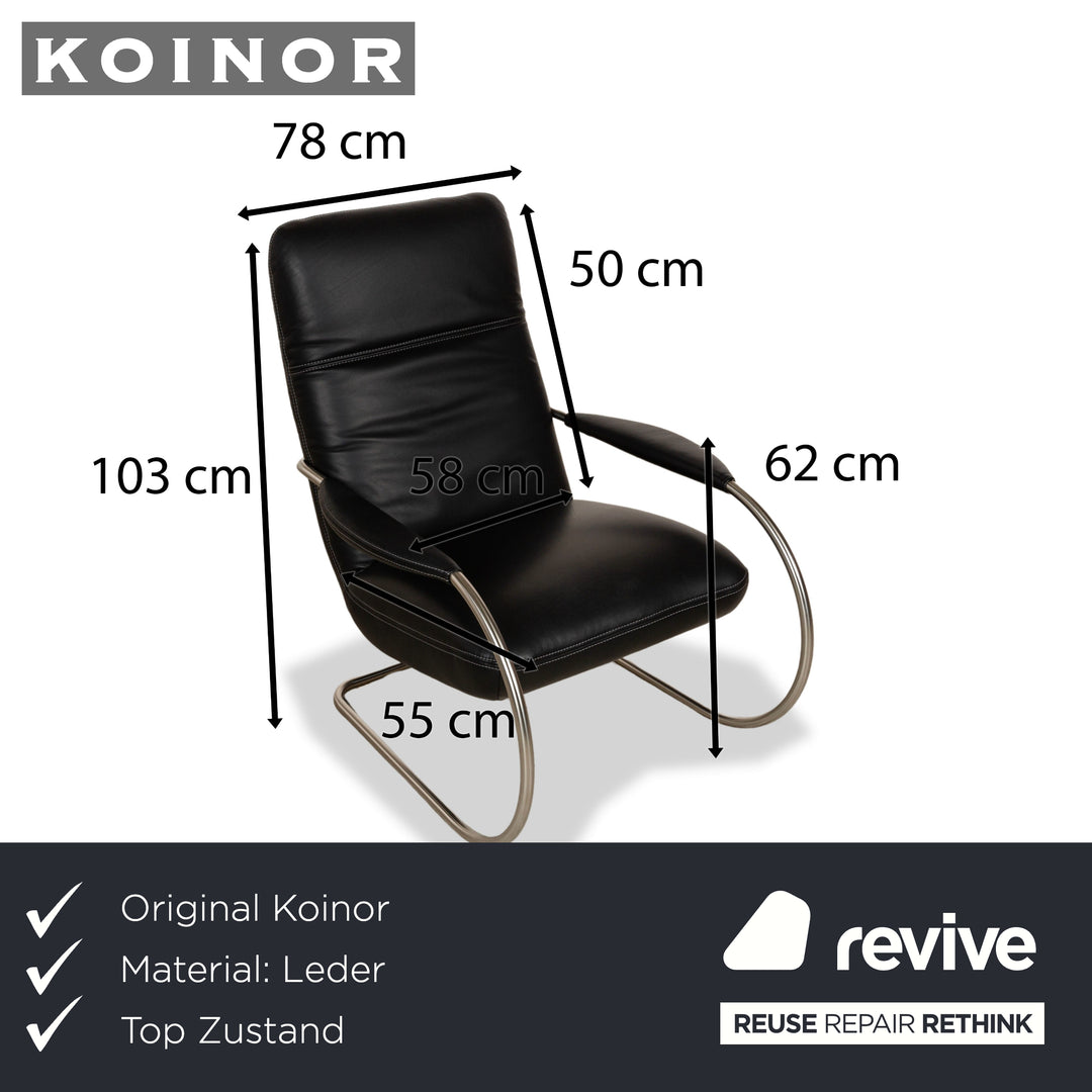 Koinor Jacy Leder Sessel Schwarz inkl. Hocker Freischwinger