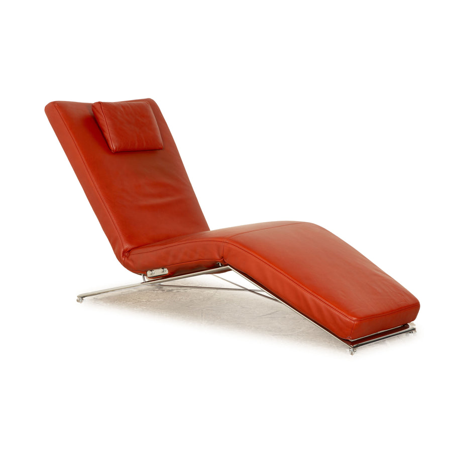 Koinor Jeremiah Leather Lounger Orange Red manual function