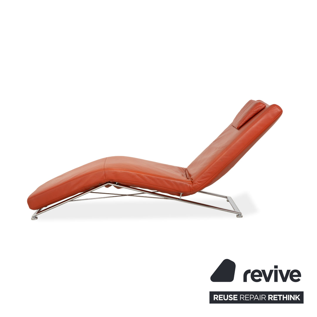 Koinor Jeremiah Chaise longue en cuir Orange Rouge fonction manuelle