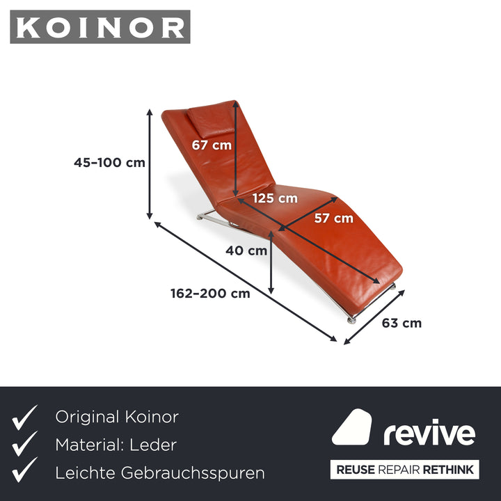 Koinor Jeremiah Chaise longue en cuir Orange Rouge fonction manuelle