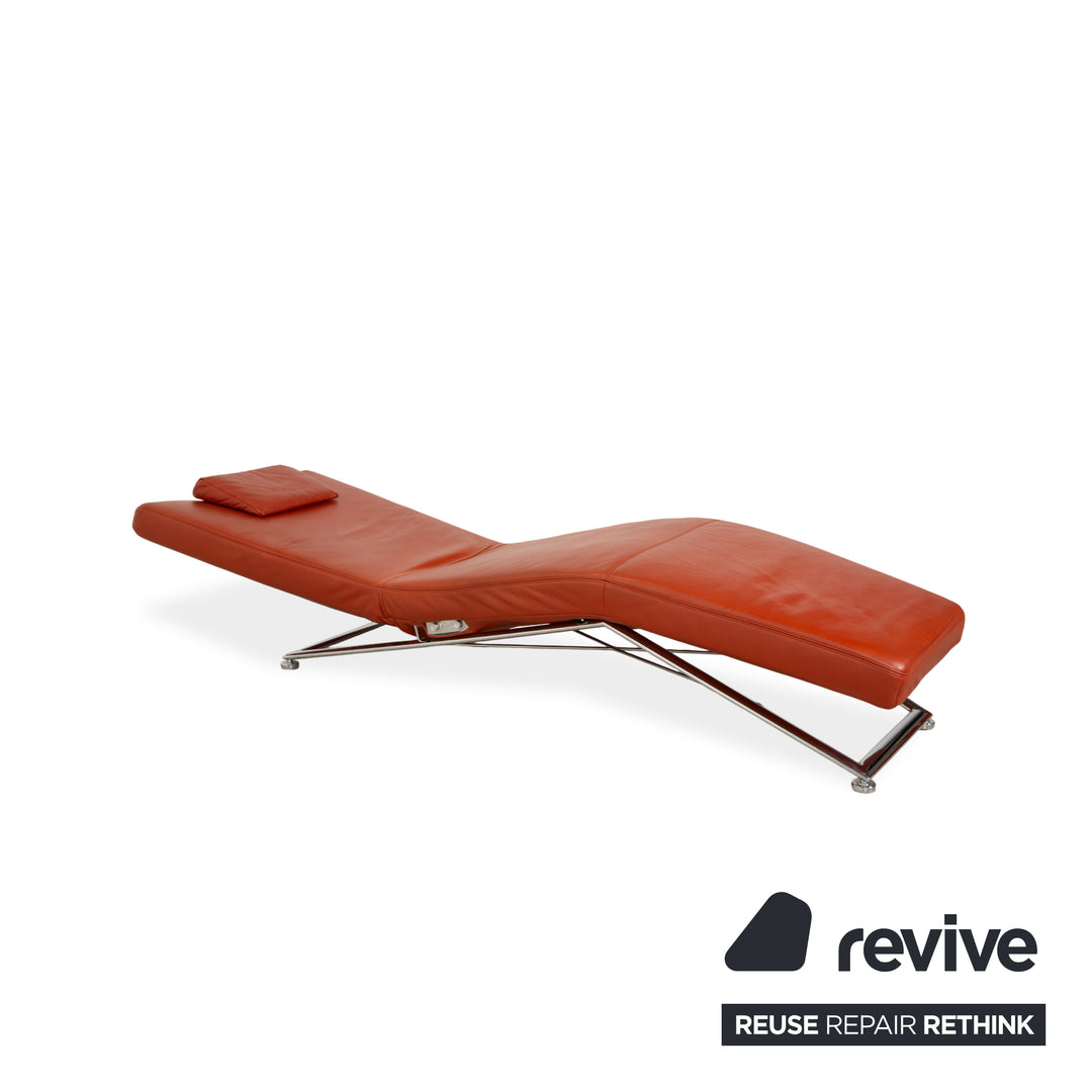 Koinor Jeremiah Chaise longue en cuir Orange Rouge fonction manuelle
