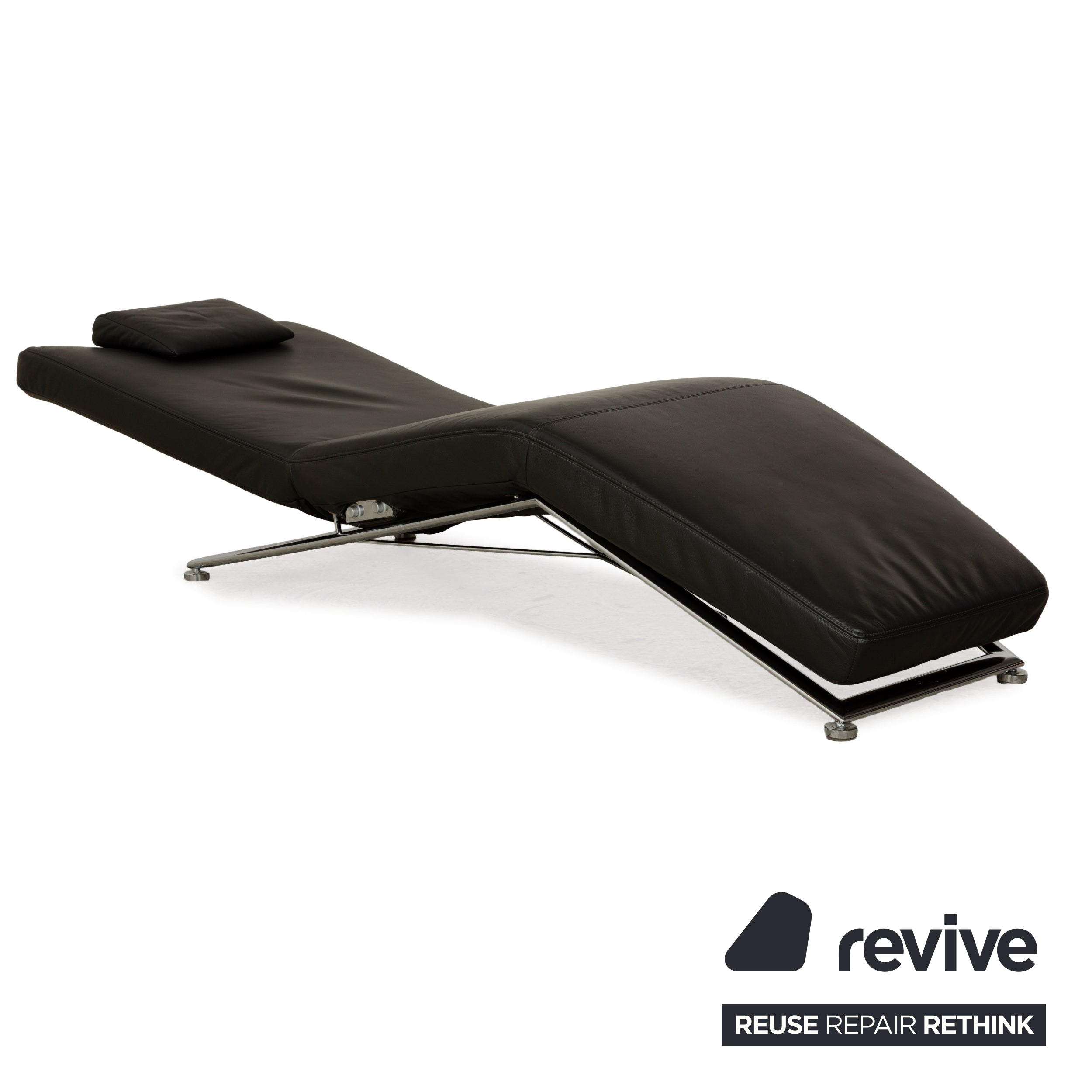 Koinor Jeremiah Chaise Longue en Cuir Noir Fonction Manuelle