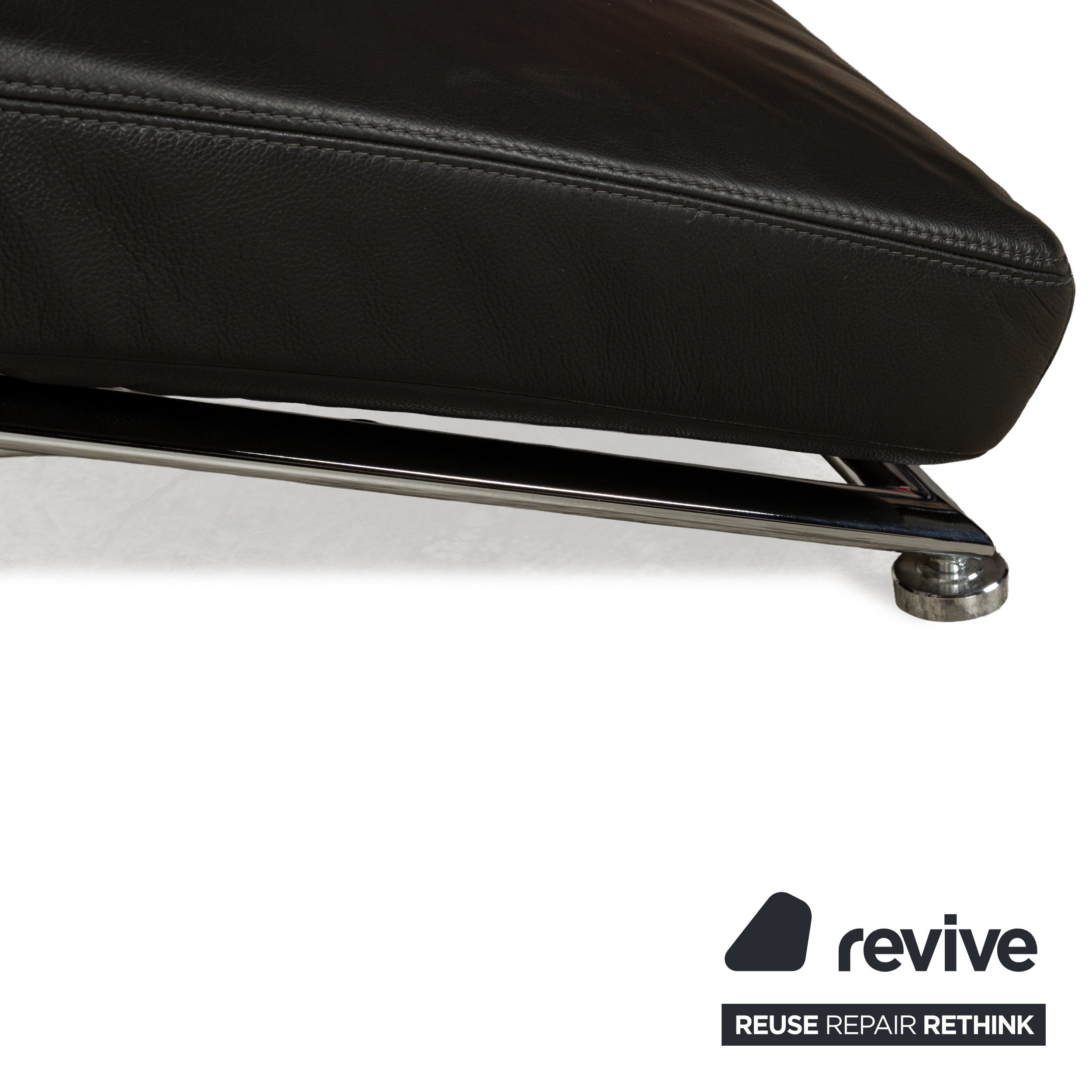 Koinor Jeremiah Chaise Longue en Cuir Noir Fonction Manuelle