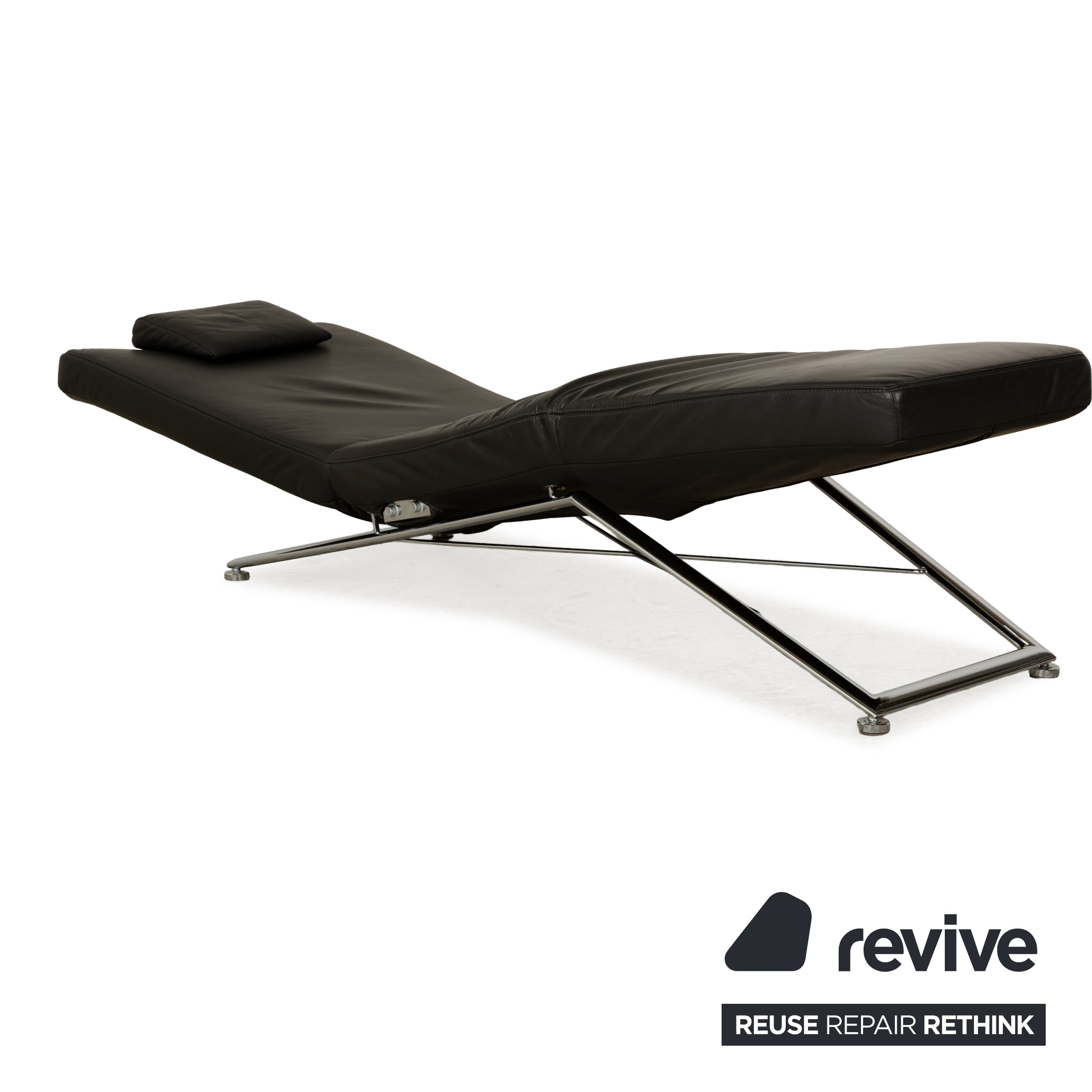 Koinor Jeremiah Chaise Longue en Cuir Noir Fonction Manuelle