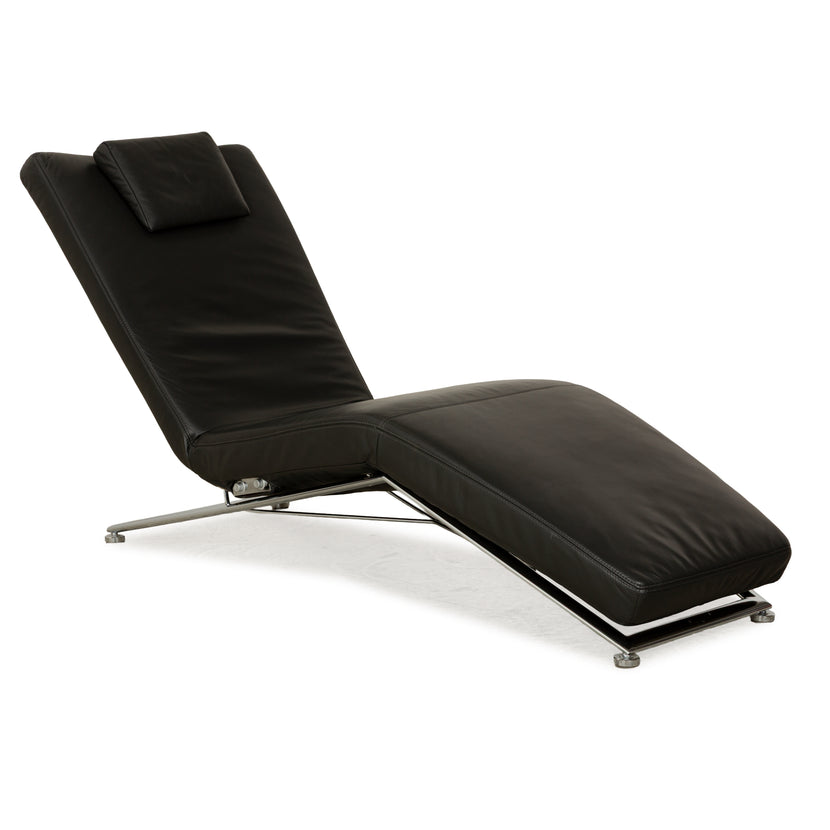 Koinor Jeremiah Chaise Longue en Cuir Noir Fonction Manuelle