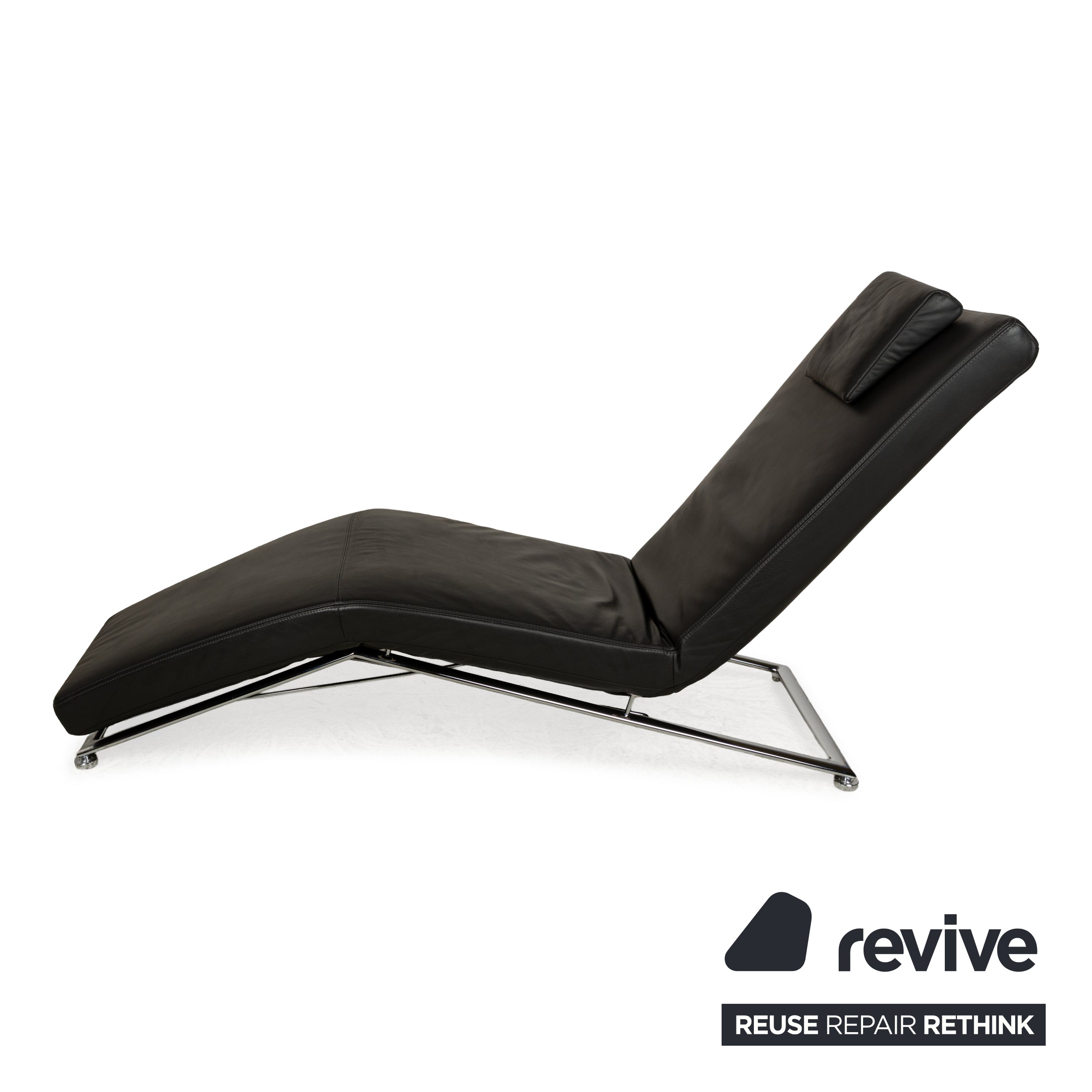 Koinor Jeremiah Chaise Longue en Cuir Noir Fonction Manuelle