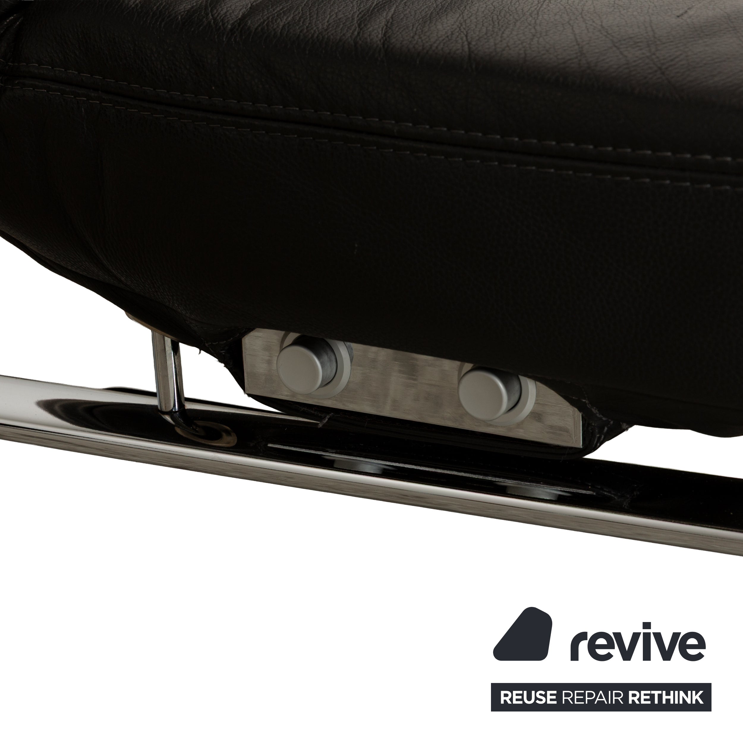 Koinor Jeremiah Chaise Longue en Cuir Noir Fonction Manuelle