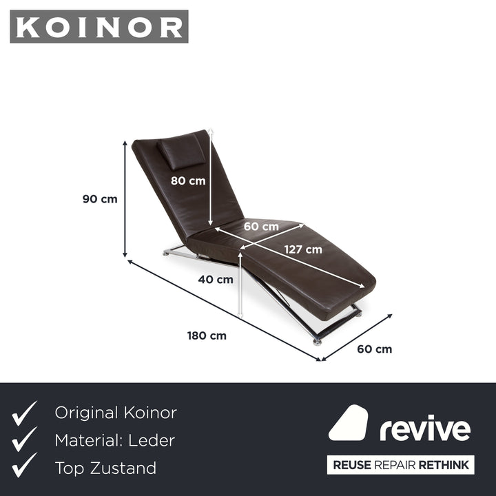 Koinor Jeremiah Liege Leder Braun Chrom manuelle Funktion inkl. Kopfkissen