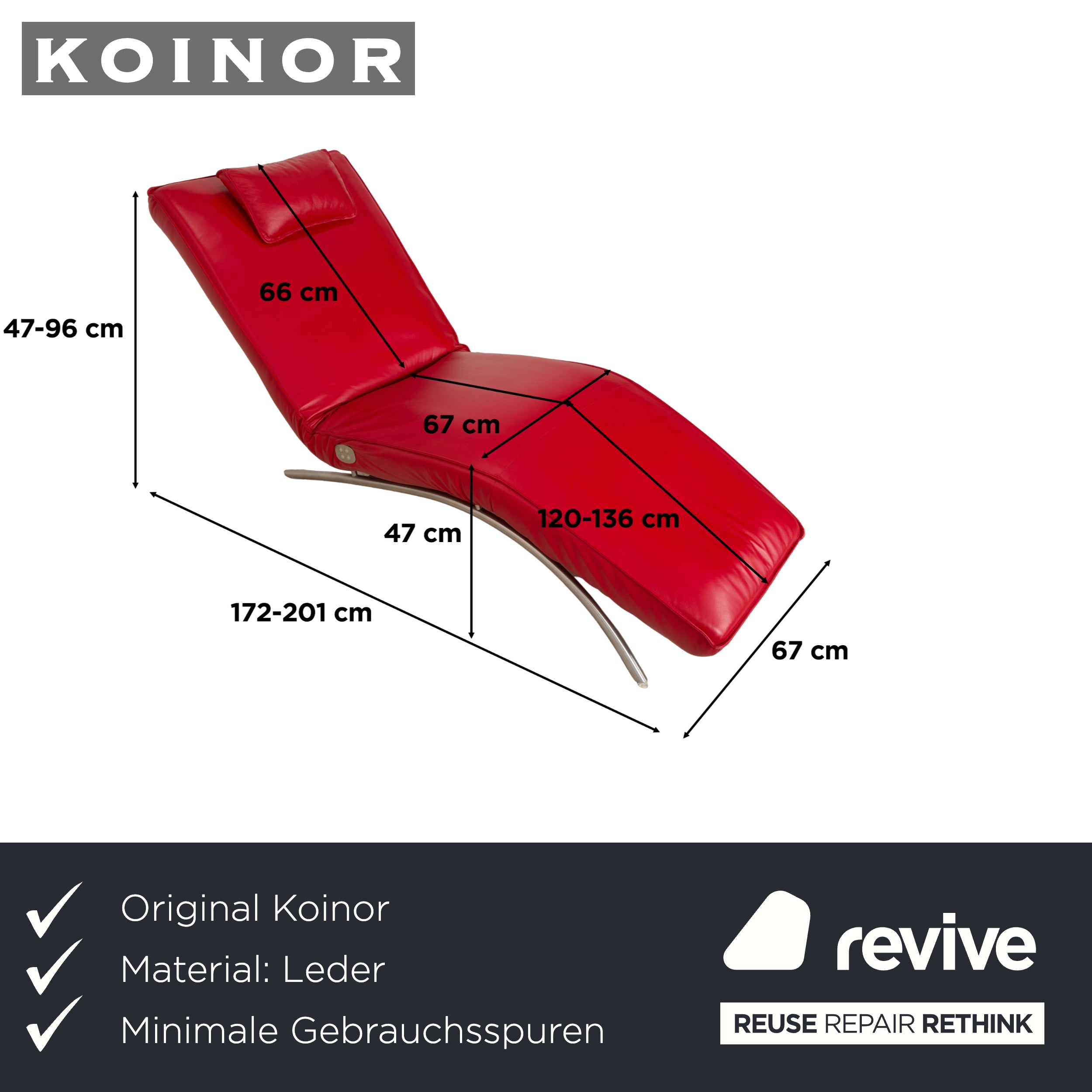 Chaise longue en cuir Koinor Jonas Rouge fonction électrique