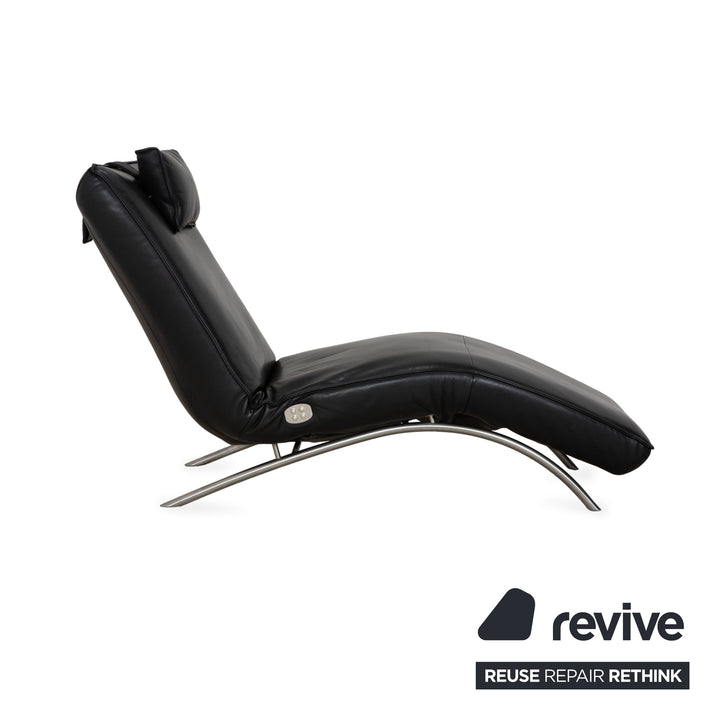 Koinor Jonas Chaise Longue en Cuir Noir Fonction Électrique