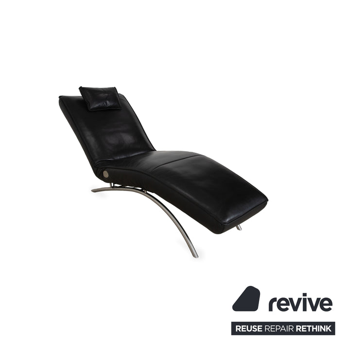 Koinor Jonas Chaise Longue en Cuir Noir Fonction Électrique