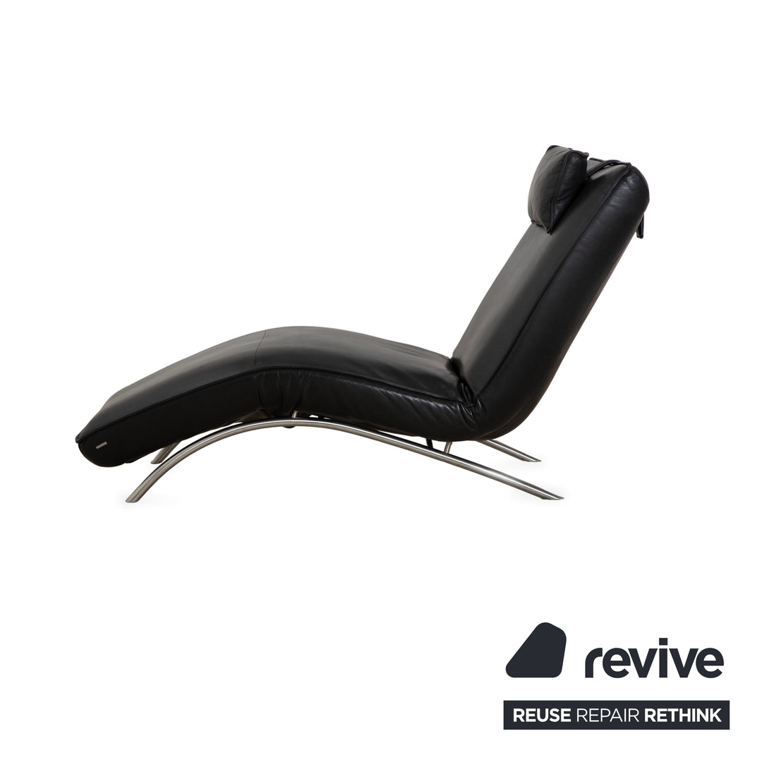 Koinor Jonas Chaise Longue en Cuir Noir Fonction Électrique