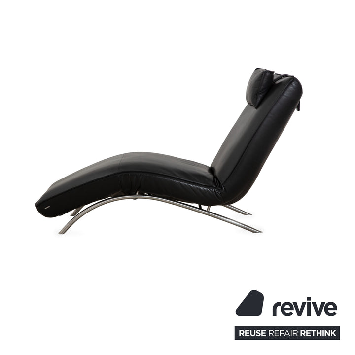 Koinor Jonas Chaise Longue en Cuir Noir Fonction Électrique