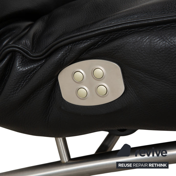 Koinor Jonas Chaise Longue en Cuir Noir Fonction Électrique