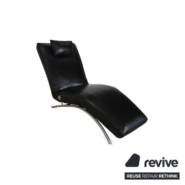 Koinor Jonas Chaise Longue en Cuir Noir Fonction Électrique