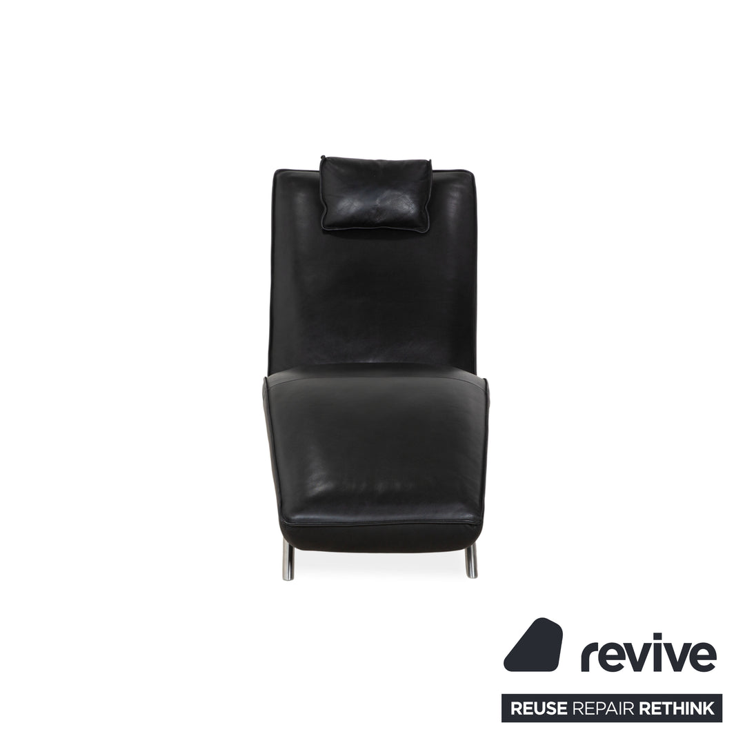 Koinor Jonas Chaise Longue en Cuir Noir Fonction Électrique