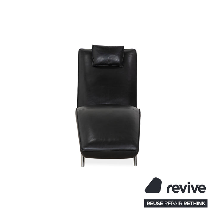 Koinor Jonas Chaise Longue en Cuir Noir Fonction Électrique