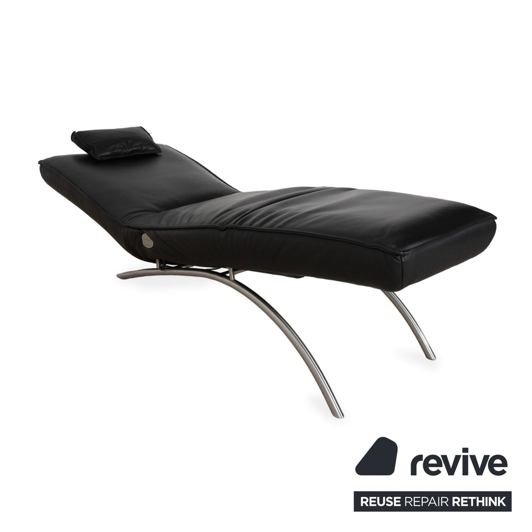 Koinor Jonas Chaise Longue en Cuir Noir Fonction Électrique
