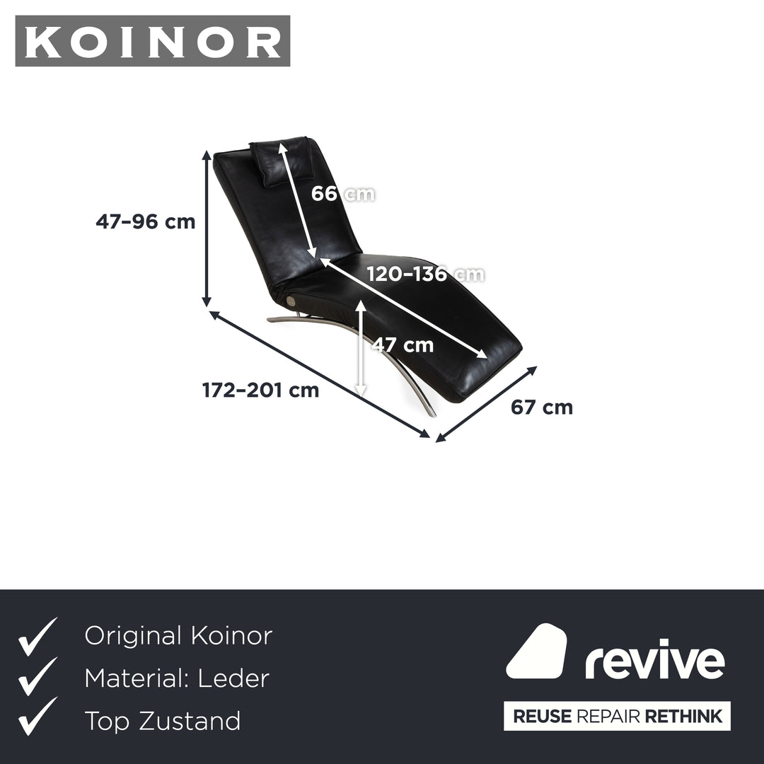 Koinor Jonas Chaise Longue en Cuir Noir Fonction Électrique