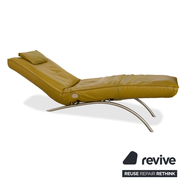 Koinor Jonas lounger, leather, yellow-green, electric function