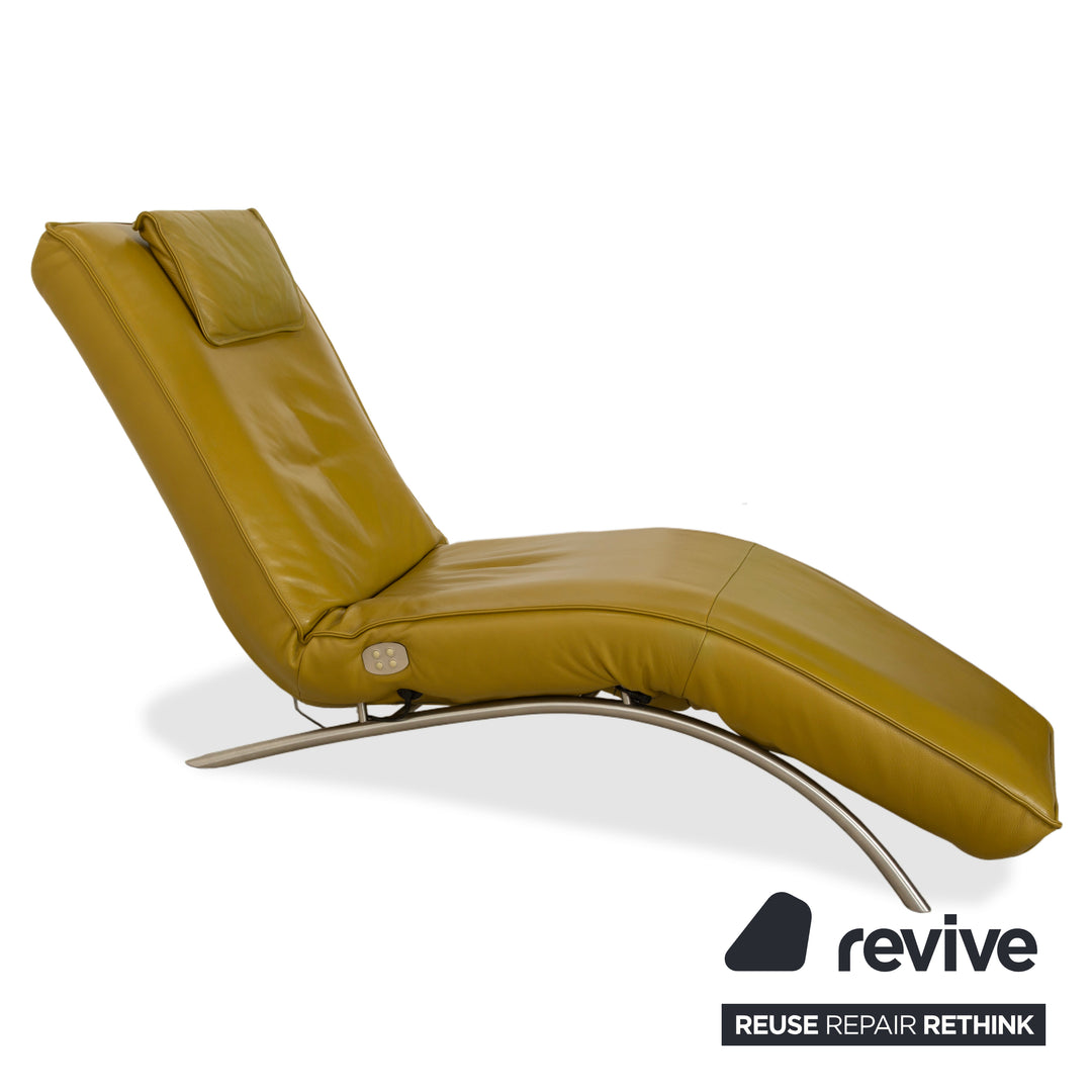 Koinor Jonas lounger, leather, yellow-green, electric function