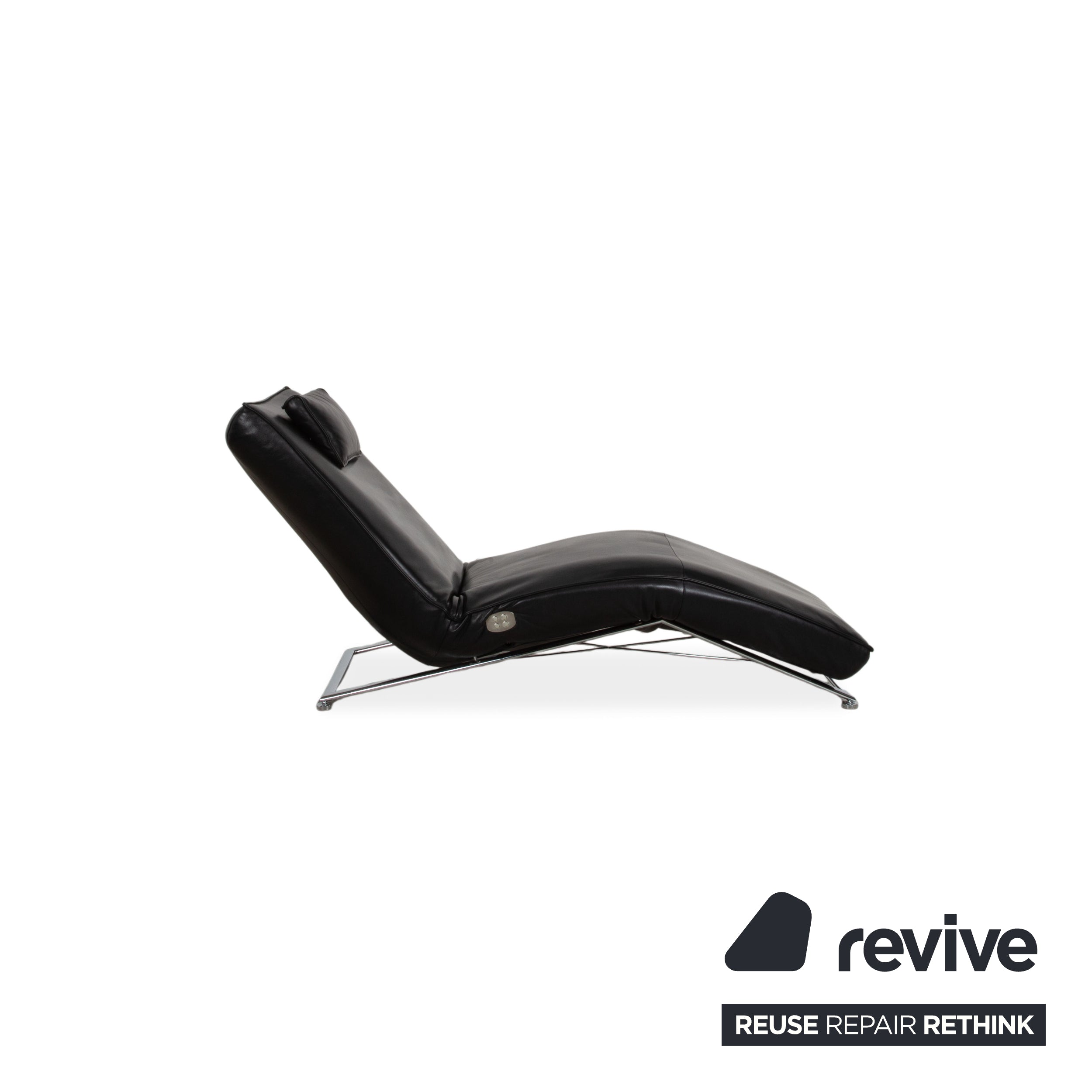 Koinor Jonas Chaise Longue Black Leather with Jeremiah Chrome Frame including Electric Function