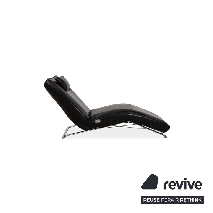 Koinor Jonas Chaise Longue Black Leather with Jeremiah Chrome Frame including Electric Function