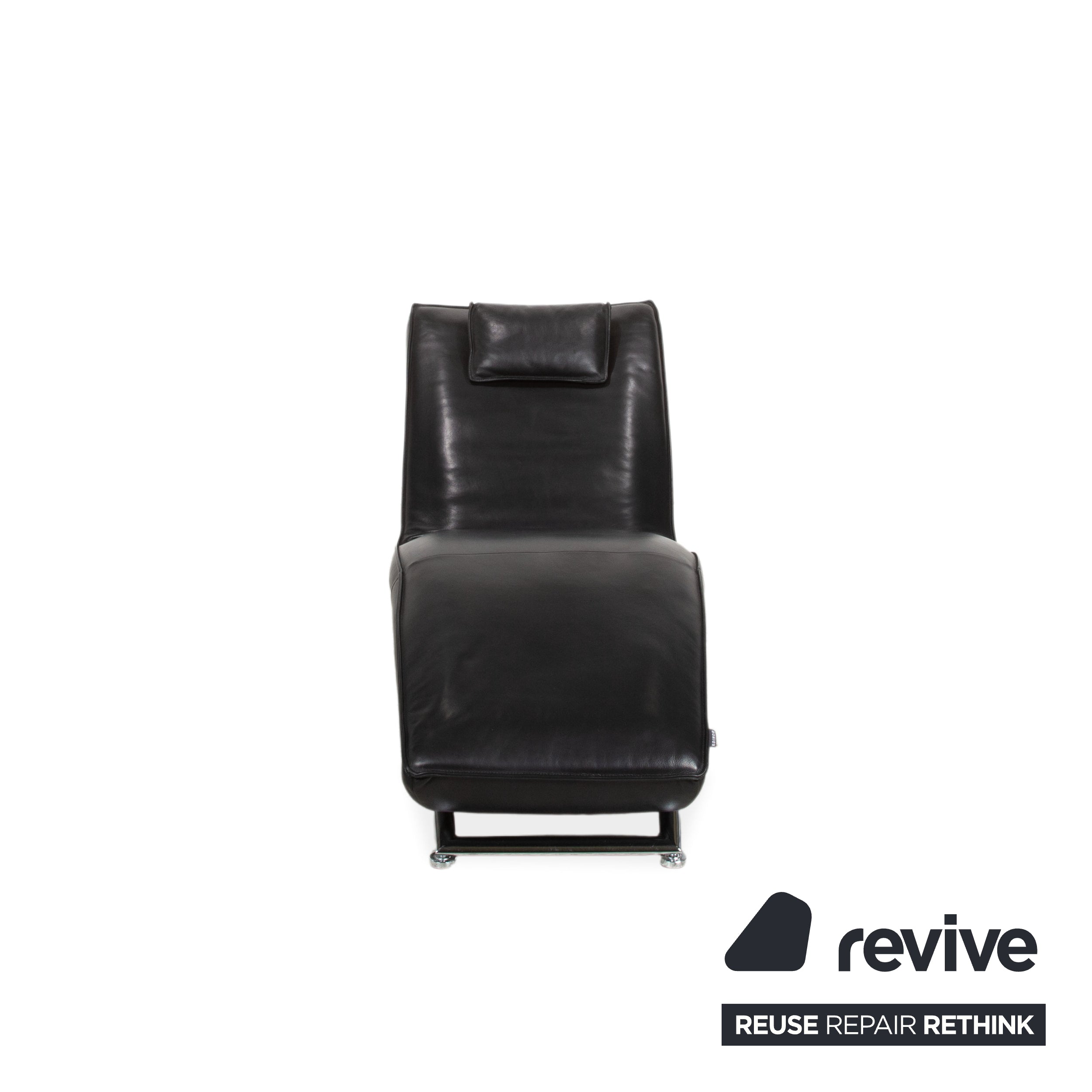 Koinor Jonas Chaise Longue Black Leather with Jeremiah Chrome Frame including Electric Function