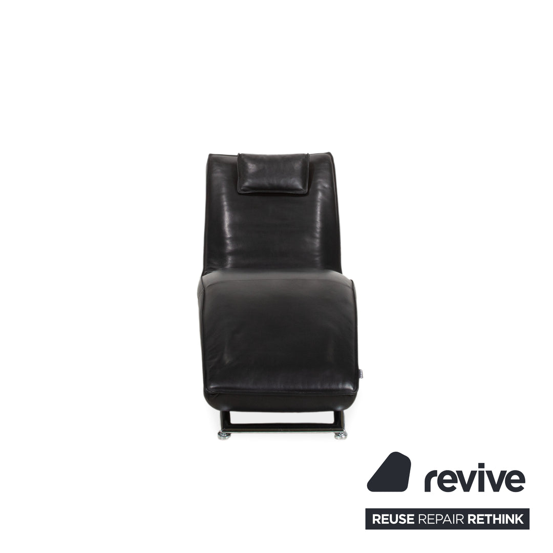 Koinor Jonas Chaise Longue Black Leather with Jeremiah Chrome Frame including Electric Function