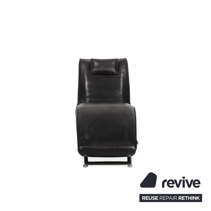 Koinor Jonas Chaise Longue Black Leather with Jeremiah Chrome Frame including Electric Function