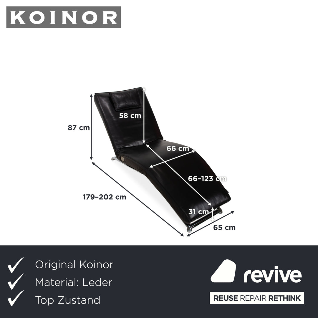 Koinor Jonas Chaise Longue Black Leather with Jeremiah Chrome Frame including Electric Function