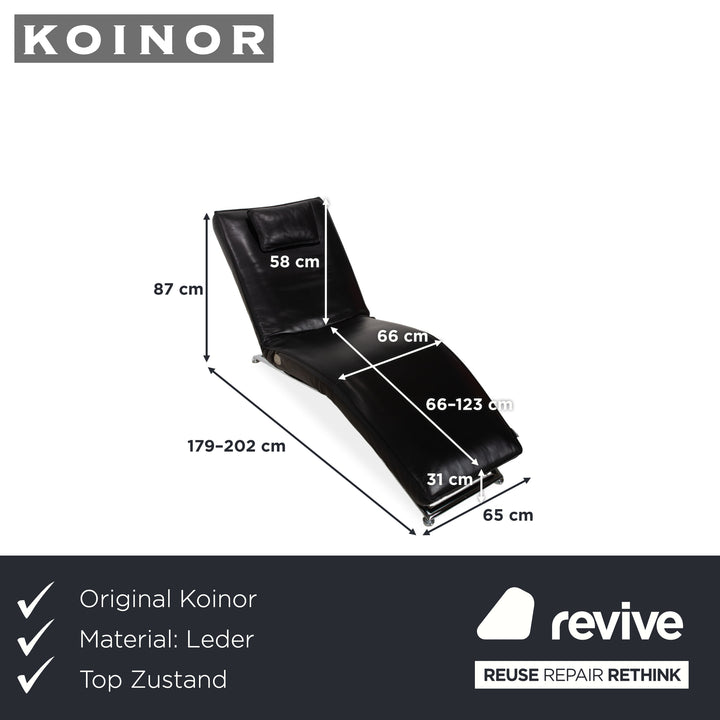 Koinor Jonas Chaise Longue Black Leather with Jeremiah Chrome Frame including Electric Function