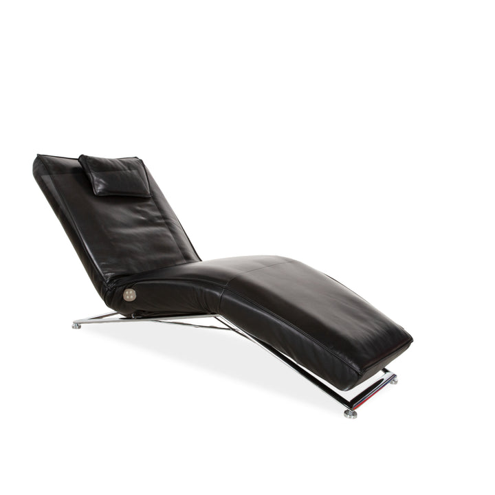 Koinor Jonas Chaise Longue Black Leather with Jeremiah Chrome Frame including Electric Function