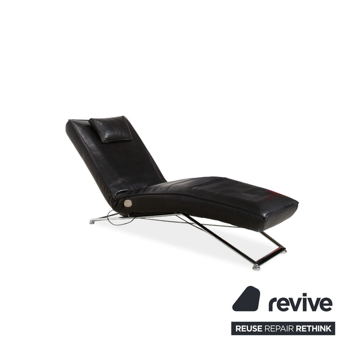 Koinor Jonas Chaise Longue Black Leather with Jeremiah Chrome Frame including Electric Function