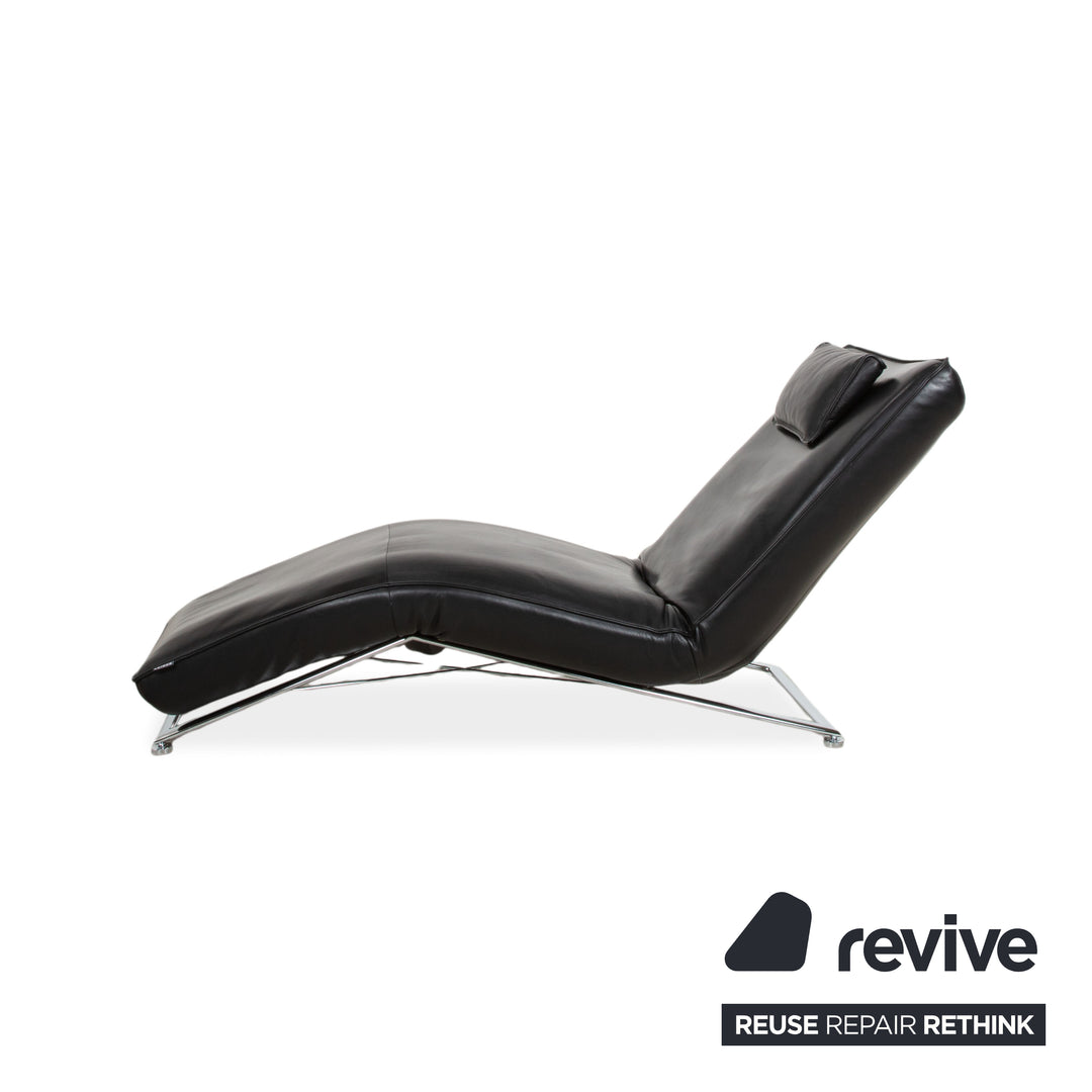 Koinor Jonas Chaise Longue Black Leather with Jeremiah Chrome Frame including Electric Function