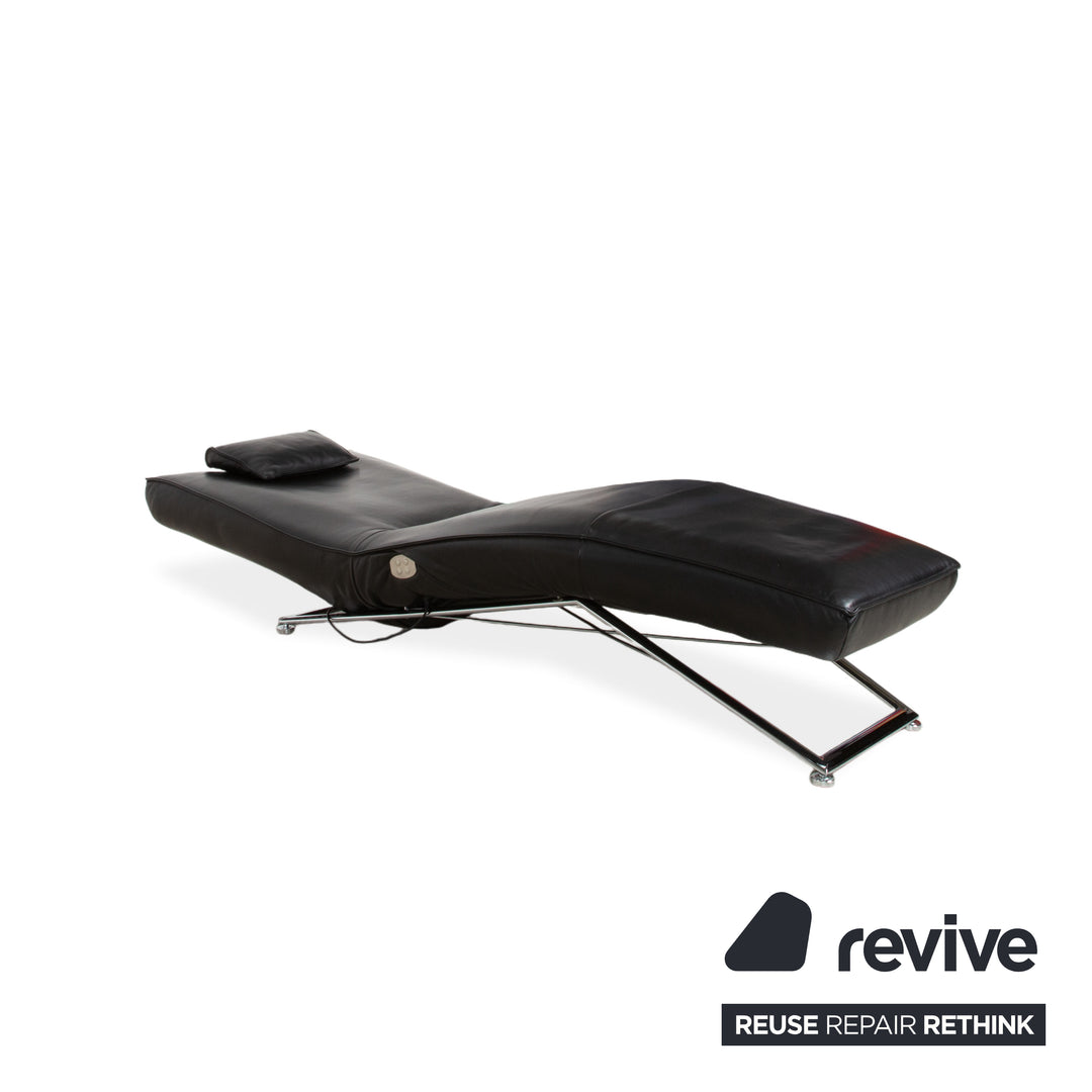 Koinor Jonas Chaise Longue Black Leather with Jeremiah Chrome Frame including Electric Function
