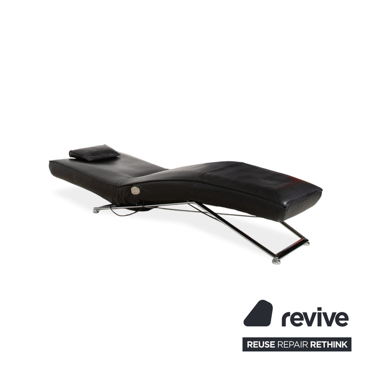 Koinor Jonas Chaise Longue Black Leather with Jeremiah Chrome Frame including Electric Function