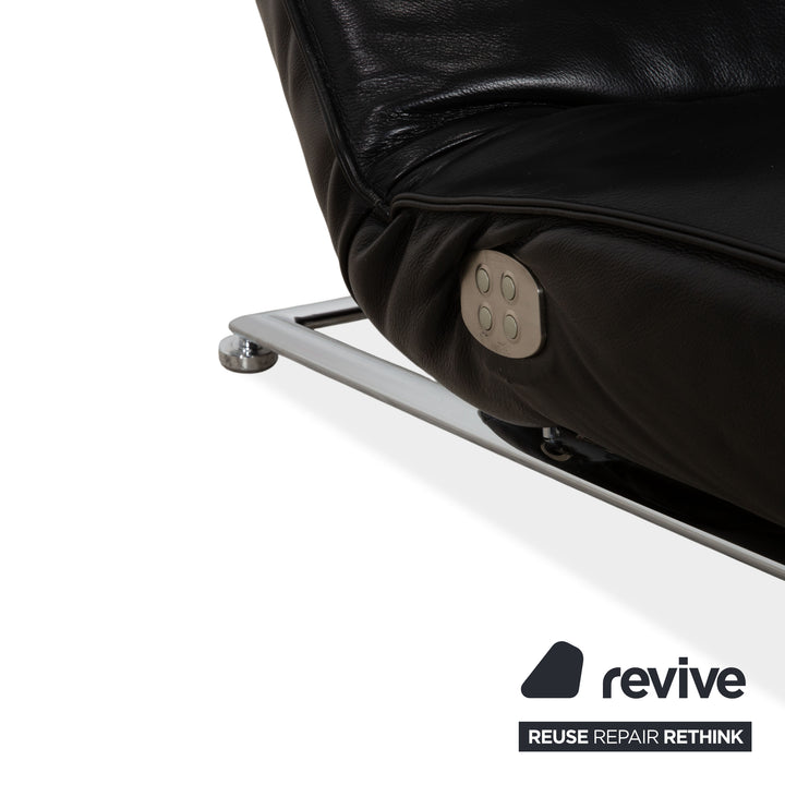 Koinor Jonas Chaise Longue Black Leather with Jeremiah Chrome Frame including Electric Function