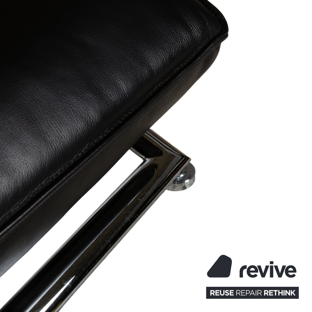 Koinor Jonas Chaise Longue Black Leather with Jeremiah Chrome Frame including Electric Function