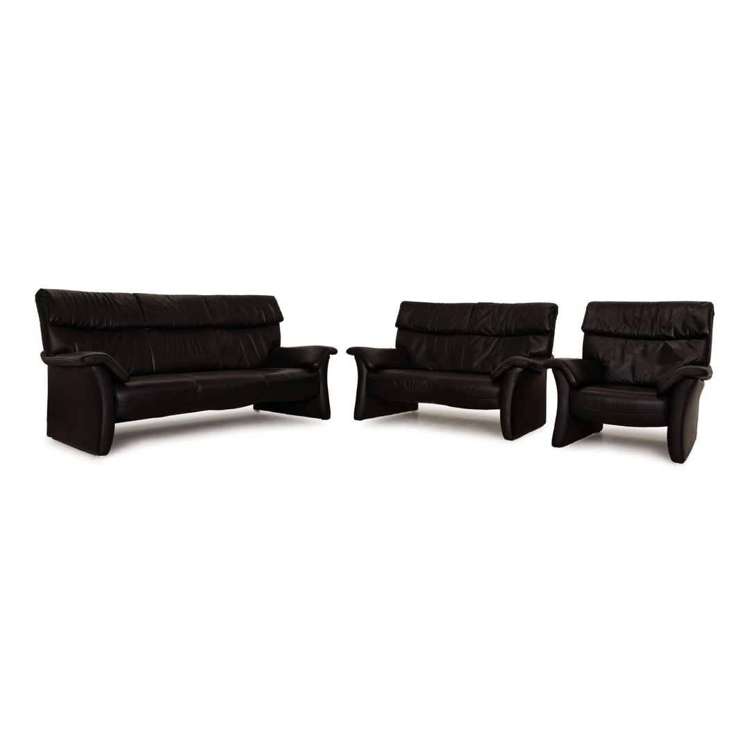 Koinor Corsica ensemble de canapé en cuir noir trois places deux places fauteuil canapé