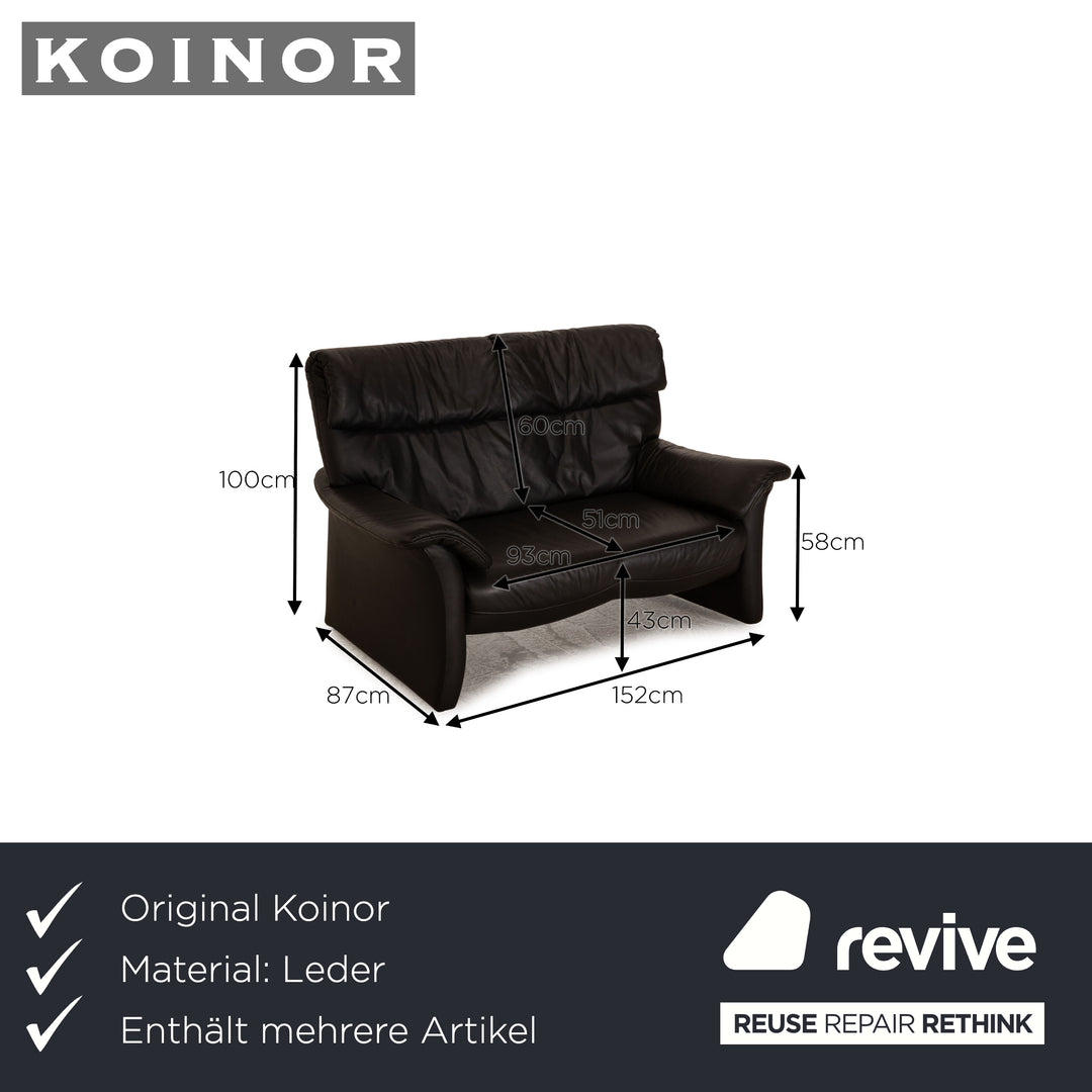 Koinor Corsica ensemble de canapé en cuir noir trois places deux places fauteuil canapé