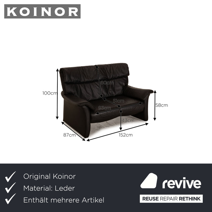 Koinor Corsica ensemble de canapé en cuir noir trois places deux places fauteuil canapé