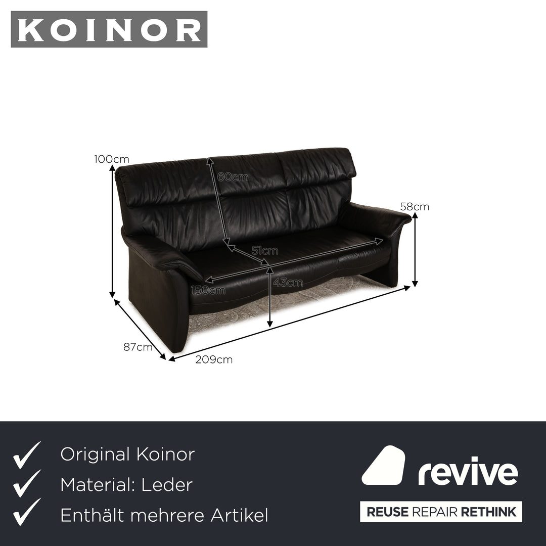 Koinor Corsica ensemble de canapé en cuir noir trois places deux places fauteuil canapé