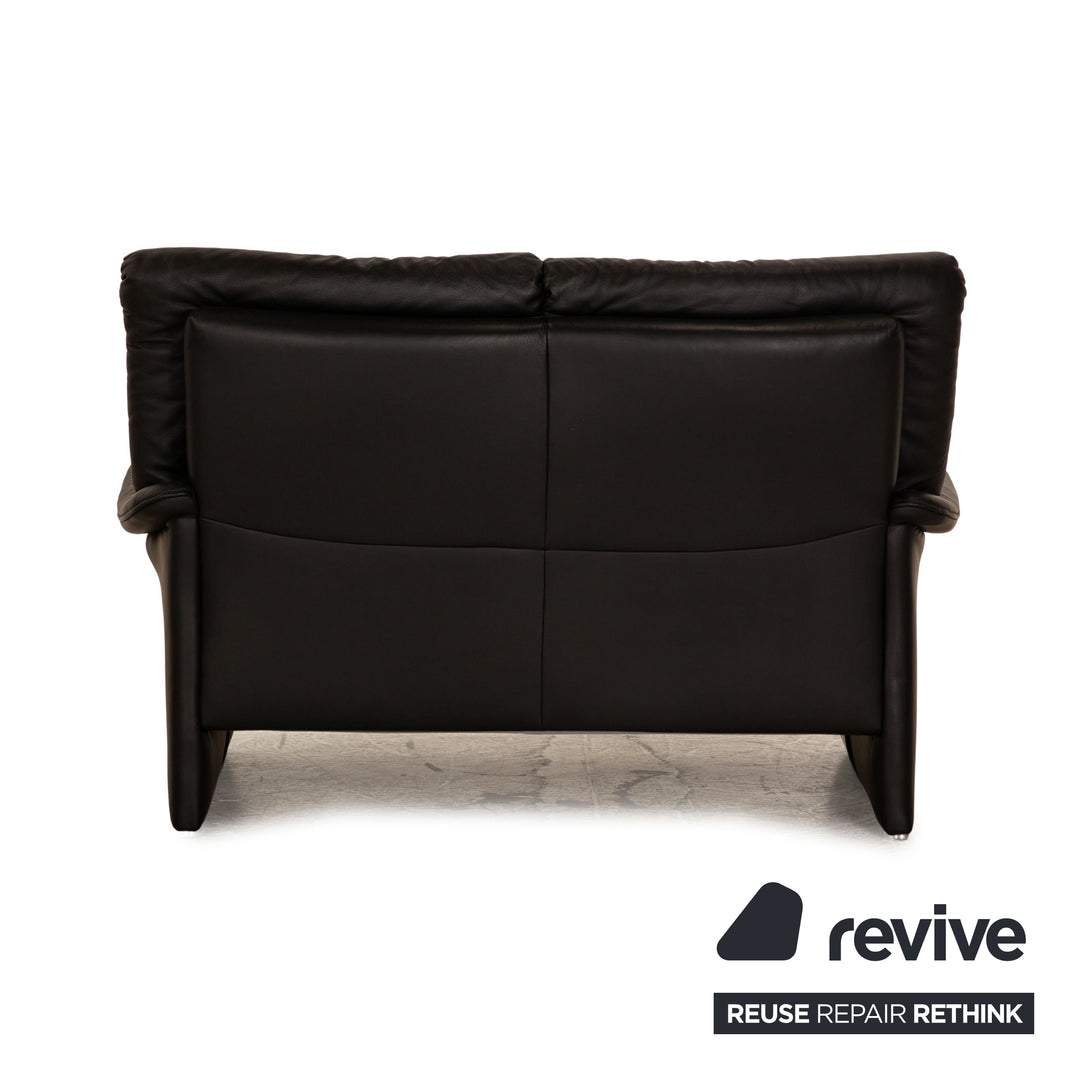 Koinor Corsica Leather Two Seater Black Sofa Couch