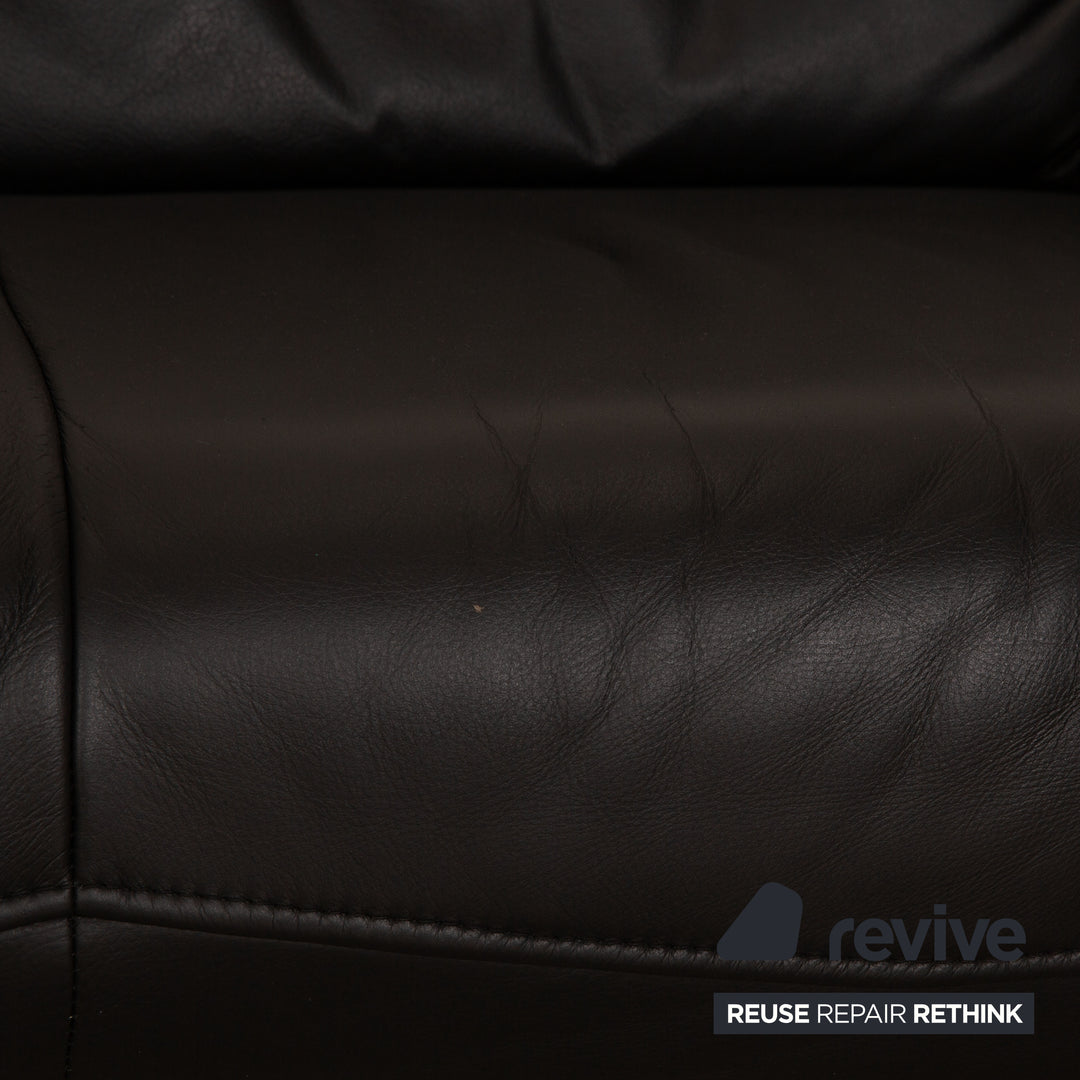 Koinor Corsica Leather Two Seater Black Sofa Couch