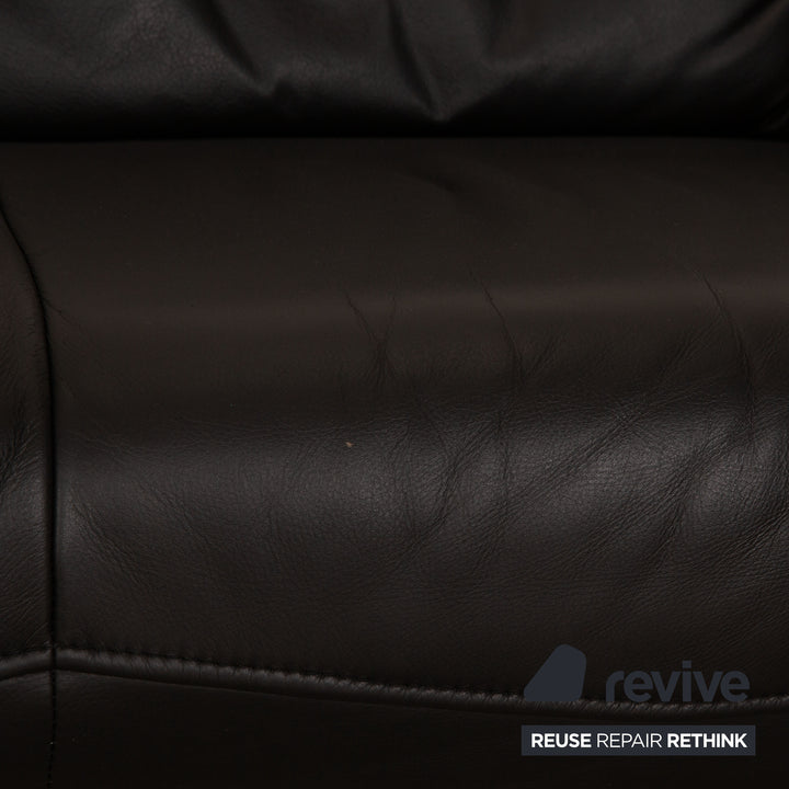 Koinor Corsica Leather Two Seater Black Sofa Couch